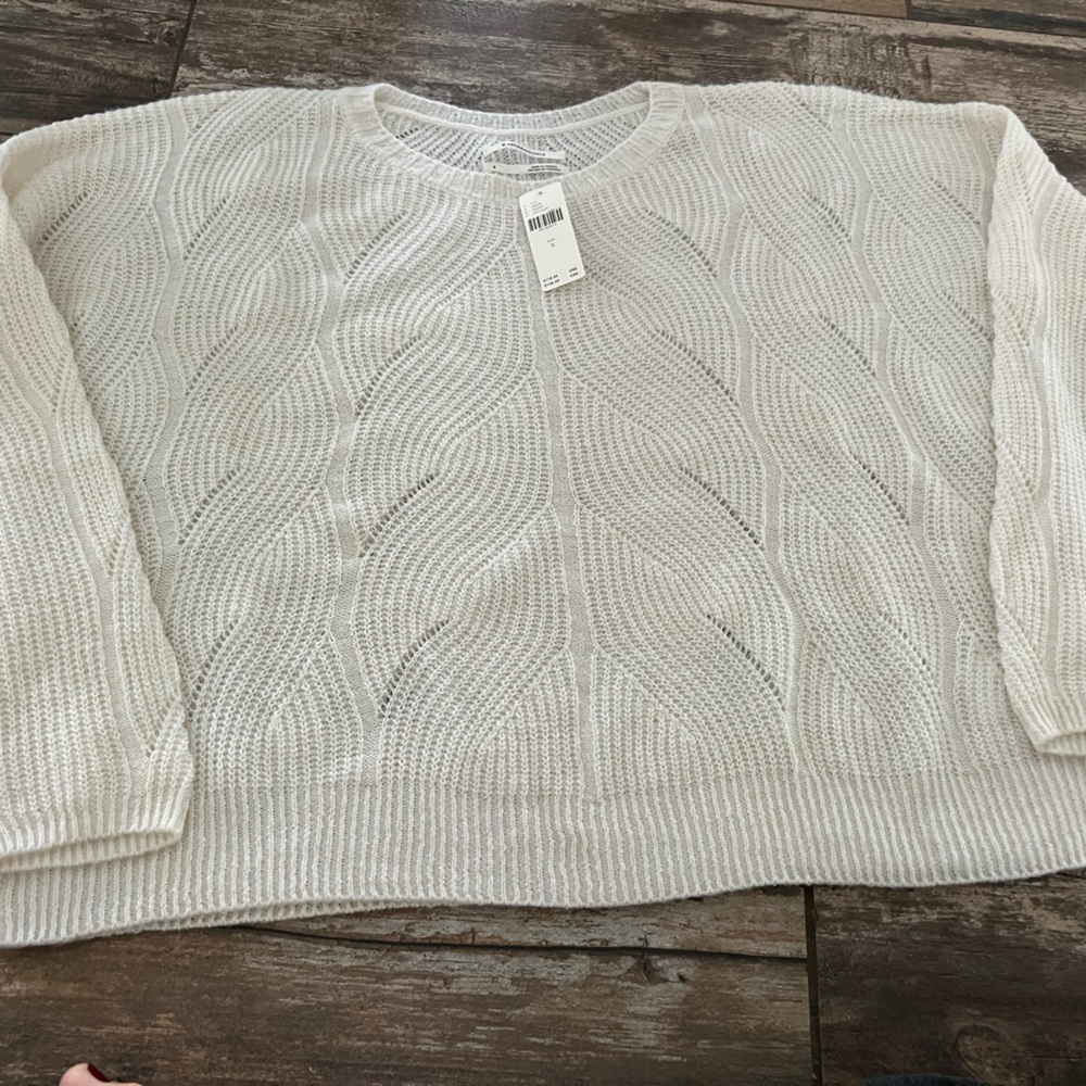 Anthropologie ivory cable sweater